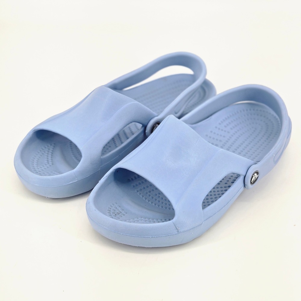 Crocs Classic Slide Light Blue Single Strap Comfort Sandals Women Size 10 VGUC